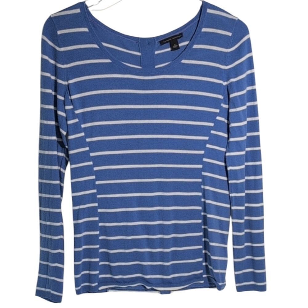 Banana Republic Blue and White Striped Long Sleeve Top